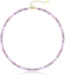 Lilac Necklaces for Women Trendy, Purple Beaded Necklaces for Women Gemstone Necklace Choker Necklace for Women Adjustable Bead Anniversary Birthday Christmas Jewelry