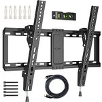 BONTEC TV Wall Bracket for Most 37-82 Inch LED LCD Plasma Flat Curved TVs, Tilt TV Wall Mount with Max. VESA 600x400mm, Up to 60kg, Bubble Level, 1.8m HDMI Cable and Cable Ties included