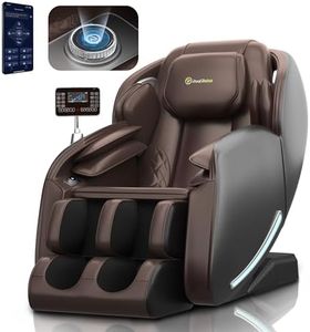 Real Relax Massage Chair, Full Body Zero Gravity SL-Track Massage Chair, Shiatsu Massage Chair Recliner with Heat Body Scan Bluetooth Foot Roller, Favor-06 Brown and Black