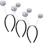 3 Pieces Silver Martian Antenna Headband Alien Headband Boppers Ball Head Boppers for Halloween Party Costume Accessory