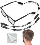 Glasses Strap Eyeglass Holder Band - No Tail Sunglasses Strap Sports for Men Women - Adjustable Eyeglasses Strap Lanyard 17” XL - Anti Slip Eye Glasses Holders Around Neck Head 2 Pcs