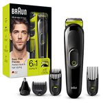 Braun 6-in-1 All-in-One Trimmer MGK3021, Beard Trimmer and Hair Clipper, Black/Volt Gree