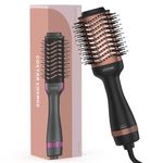 COSTAR Hot Air Blow Brush, 4 in 1 Hair Dryer and Styler Volumizer with Negative Ion Anti-frizz Ceramic Titanium Barrel Hot Air Straightener Brush with Oval Barrel, Professional Hot Air Brush for All Hair Types-Black-Gold