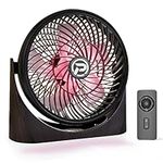 USB Desk Fan with Remote, 8 inch Portable Table Fan with 3 Speeds Strong Airflow, RGB Light, Quiet Operation and 360 Degree Rotate for Home Office Bedroom (Black)