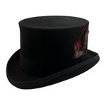 Willheoy Wool Top Hat for Men Satin Lined Topper Hat Black Mens Tophat Christmas Costume Cap