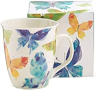 Burton & Burton, Watercolor Butterflies Porcelain Mug, 16 ounces