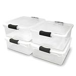 Homz 15.5 Qt Plastic Multipurpose Stackable Clear Storage Container Bins with Lid for Home or Office Organization, Gray Latch (4 Pack)