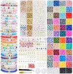 Mio Angle Clay Beads for Bracelets Making Kit 48 Colors Soft Clay Beads Pre Sorted Jewelry DIY Craft Creative Gift and Relaxation Friendship Bracelet kit Ages 6 7 8 9 10 11 12