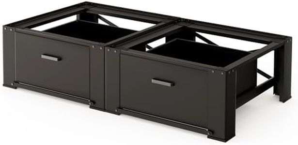 2 Pack Washer Dryer Pedestals with Drawer - 28" Laundry Pedestal for Washer and Dryer Stand, Steel Washing Machine Stand Raiser, 14.3 Inches Height Elevation Black