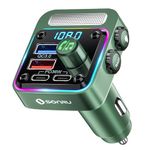 SONRU Bluetooth 5.3 FM Transmitter for Car, Bluetooth Car Adapter 54W Max Dual PD & Dual USB Fast Car Charger Hands-Free Calling, Music Player Support 64G U Disk with Light Switch & Bass Boost