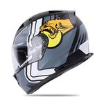 Ignyte IGN-7 Targa ISI/DOT Certified Full Face Helmet (X-Large 620 MM, Matt Black White with Anti Fog Clear Visor)