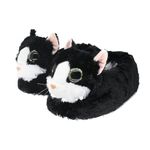 Onmygogo Indoor Fuzzy Winter Animal Cat Plush Soft Slippers for Women (US Women Size 7-9, Black)