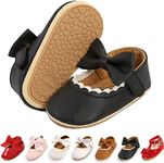 Premium Baby Girl Shoes Infant Toddler Walking Flat Shoes Soft Sole Princess Mary Jane Shoes Prewalkers Wedding Dress Shoes Crib Shoes, A02/Black, 12-18 Months Infant