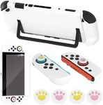 Dockable Case for Nintendo Switch 2 2025,Protective Hard Case Cover for Switch 2 Game Console,Anti-Scratch and Shock-Absorption Design Cover Skin with Screen Protector and 4Pcs Thumb grips (White)