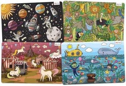 merka Set de Table pour Enfants Set de Table éducatif Set antidérapant Designer Ocean Space Jungle Unicorns