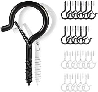 Etoolia 24 Pcs Q Hanger Hooks with Safety Buckle,Ceiling Hooks for Hanging Plants,Screw Hooks for Hanging Outdoor String Lights, Wind Chimes,Lights & Party Decors, 2.2 Inches,Black & White