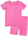 pureborn Toddler Pajamas Set Pjs - Little Girl Short Sleeve Snug Fit Cotton Sleepwear 2pcs Watermelon Pink 4-5T