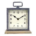 21CM Contemporary Rustic Metal Wood Square Mantel Mantle Clock