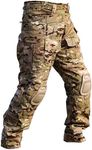 OCANXUE Men’s Tactical Pants with Knee Pads Camo Cargo Pants Waterproof Hiking Pants 10 Pockets No Belt CP Camo 28