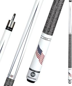 SHOOTERS Billiard Pool Cue Stick 2-Piece 57” Fast Joint Maple Wood with American Flag & Nylon Wrap Imitation 20 Oz 13mm Leather Tip (20 Oz, USA)