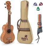 Hola! Music HM-121GL+ Laser Engraved Mahogany Soprano Ukulele Bundle with Aquila Strings, Padded Gig Bag, Strap and Picks - Hula Dancer