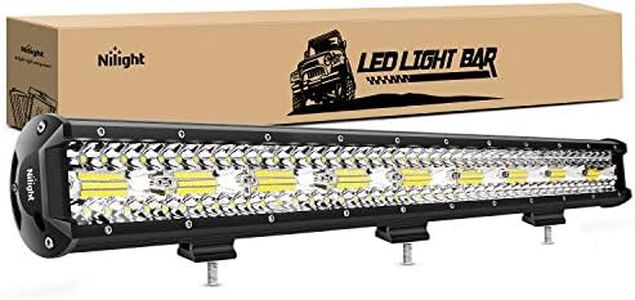 Nilight 18025C-A 26Inch 540W Triple Row Bar 50000LM Flood Spot Combo Beam Driving Boat Led Off Road Lights for Trucks Jeep UTV ATV, White