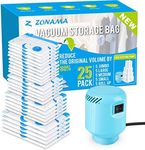 Vacuum Storage Bags with Electric Air Pump, 25 Pack (5 Jumbo, 5 Large, 5 Medium, 5 Small, 5 Roll Up Bags) Space Saver Bag for Clothes, Mattress, Blanket, Duvets, Pillows, Comforters,Travel, Moving