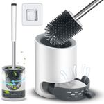 NORIDY Silicone Toilet Brush with Holder Stand, Quick Drying Toilet Bowl Cleaner Brush and Stand, Pot Commode Bathroom Tile Cleaning Scrubber Brushes