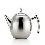 One-Pine Stainless Steel Teapot Set with Infuser Filter and Lid, Large Capacity 1.5 L/51 oz Diffuser Pot for Loose Tea, Green Tea, Coffee (Silver)