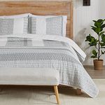 2-Piece Reversible Quilt Set with Shams. All-Season Bedspread with Patchwork Striped Pattern. Dorothea Collection (Twin, Grey)