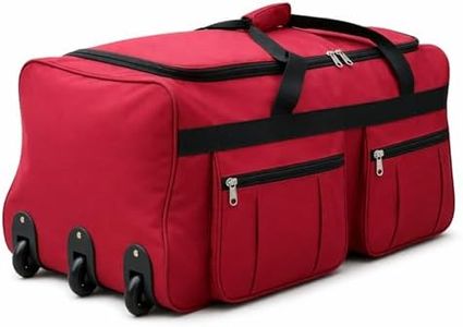 LuggageKing 36-Inch XL Rolling Duffel Bag with Wheels - Ideal Travel Bag for Travel, Sports, Hockey, and Cargo Outdoor Hockey Bag - Convenient and Spacious Gym Bag (Red)