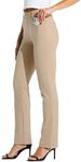 Willit 33" Women's Yoga Dress Pants Straight Leg Work Slacks Stretchy Office Casual Pants 4 Pockets Belt Loops Khaki S