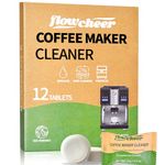 flowcheer Coffee Machine Cleaner Descaler Tablets - 12 Count, Coffee Maker Pot Descaling & Cleaning Tabs for Breville Keurig, Gaggia, Nespresso, Delonghi, Jura, Ninja, Coffee Espresso Machines