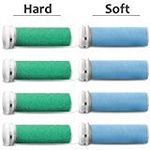 E-Cron Replacement Rollers Compatible with Emjoi Micro-Pedi Callus Remover Foot File Mix (Medium Hard Coarse 4 pcs. + Extra Hard Coarse 4 pcs.)