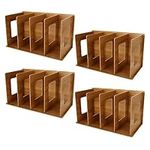 SHUESS 4 Pcs Wooden Desktop CD Storage Rack - 4 Sections CD & DVD Storage Racks - Small Book Storage (Cherry Wood Colour)