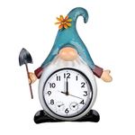 HOBYLUBY Gnome Outdoor Clock with Thermometer & Humidity, 14.5'' Quartz Outdoor Wall Clock Silent No-Ticking for Patio, Living Room, Kitchen