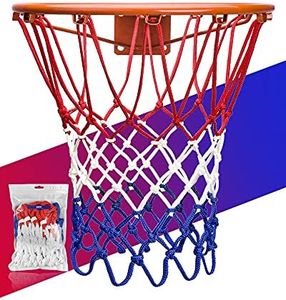 XXXYYY Basketball Net Replacement Heavy Duty, 2023 Professional On-Court Quality [6.88Ounce], Fits Outdoor Indoor Standard Rim, All Weather Anti Whip -12 Loops (Red White Blue)