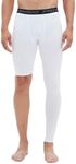 Men's Basketball Single Leg Tight Sports Pants 1/2 One Leg Compression Pants Athletic Base Layer Underwear, White-left-long, Medium