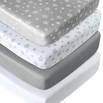 Crib Sheets for Boys and Girls 4 Pack, 28”x 52” Multi Color Available, Fitted Crib Sheet for Standard Size Crib and Toddler Mattresses, Soft and Breathable Crib Sheets Baby Gift Unisex Set, Grey