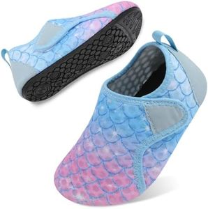 Besroad Lightweight Aqua Beach Water Shoes Swim Skin Barefoot Aqua Socks for Baby Toddler Kids Boys PinkBlue Scale 6-7Toddler