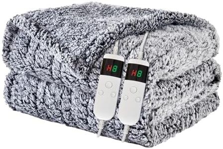 Heated Blanket Heated King, Electric Blanket 90"x100" Heating Blanket with 8 Hours Auto Off 10 Fast Heating Levels Machine Washable Sherpa Heated Blanket with Overheating Protection