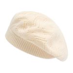 ZLYC French Beret Hat Reversible Solid Color Cashmere Warm Hat for Women Girls (Knitted Beige)