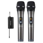 Hotec UHF Wireless Dual Handheld Microphones with Rechargeable 1/4ââ‚¬Â Output Mini Portable Receiver for Live Performance Over PA, Mixer, Speaker (H-U26C)