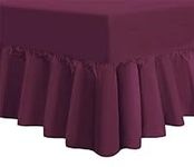 Nimsay Home Luxury Plain Dyed Easy Care Polycotton Frilled Fitted Valance Sheets Extra Deep Bed Skirt - Plum, Double