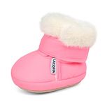 LACOFIA Baby Girls Booties Infant Winter Crib Shoes Anti-Slip Soft Sole Slipper Boots Pink 6-12 Months