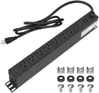 8 Outlet PDU Rack Mount Power Strip with Surge Protector, 1U Rackmount,Wide-Spaced Sockets, for Network Server Racks, Garage, Home Office, Data Center - 120V/15A, 1800W (6 FT Cable)