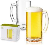 True Glass Beer Mugs with Handles, 