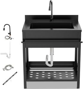 Utility Sink, 304 Stainless Steel Free Standing Sink with Cold and Hot Water Pull-out Faucet, Heavy Duty Laundry Sinks for Workshop, Laundry Room, Garage, Greenhouse, Pet Care 30.70x22.04 In (WxL)