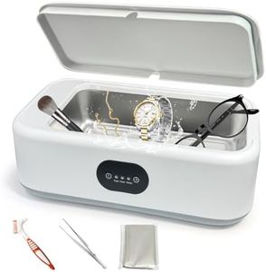 MTWML Ultrasonic Cleaner,49Khz 22Oz Ultrasonic Jewelry Cleaner Machine with 3 Modes Timer for Glasses Ring Earring Dentures Necklaces Watch Strap Makeup Brush 304 Stainless Steel Tank Sonic (640ML)