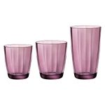 Bormioli Rocco 18pc Pulsar Glassware Set - Dishwasher Safe Glass Whisky Whiskey Tumblers Set - Purple